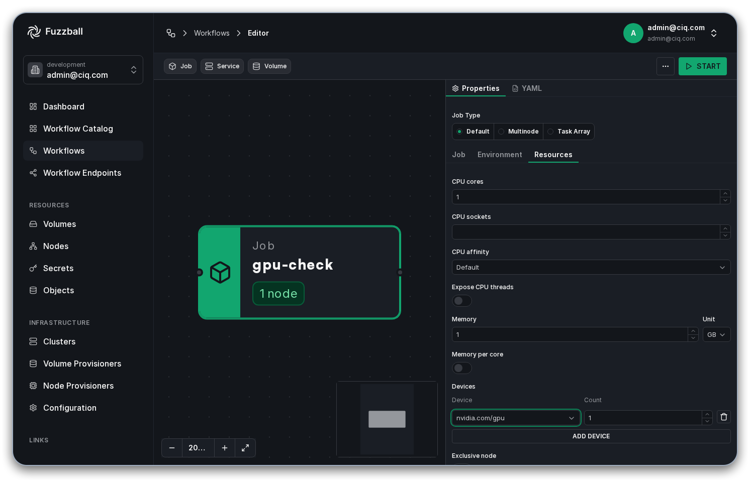 Workflow editor devices and GPU field