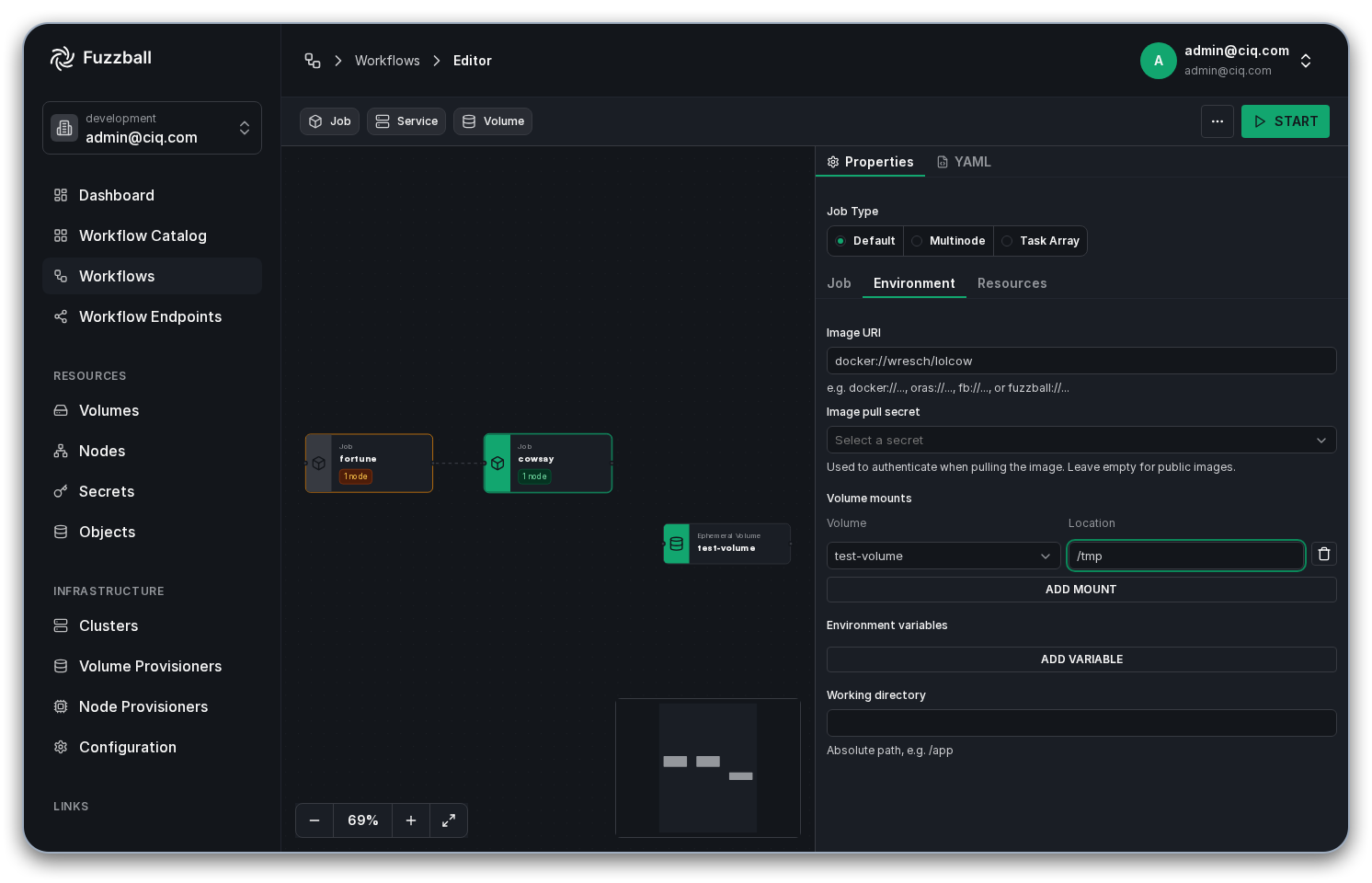 cowsay job environment configuration