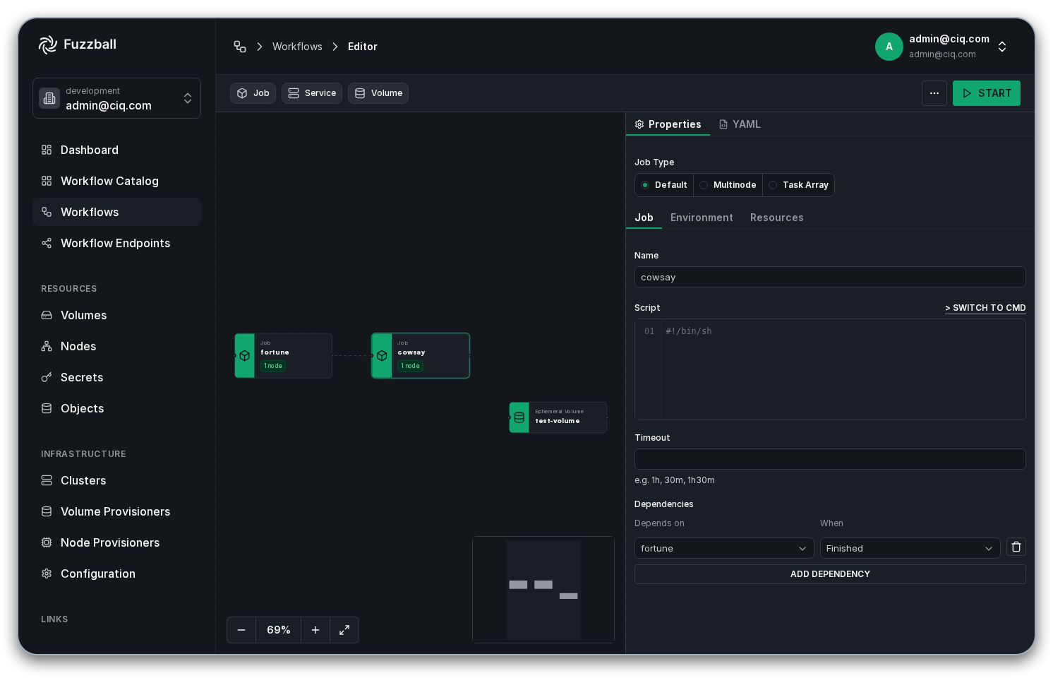 workflow grid now shows a second job dependent on the first