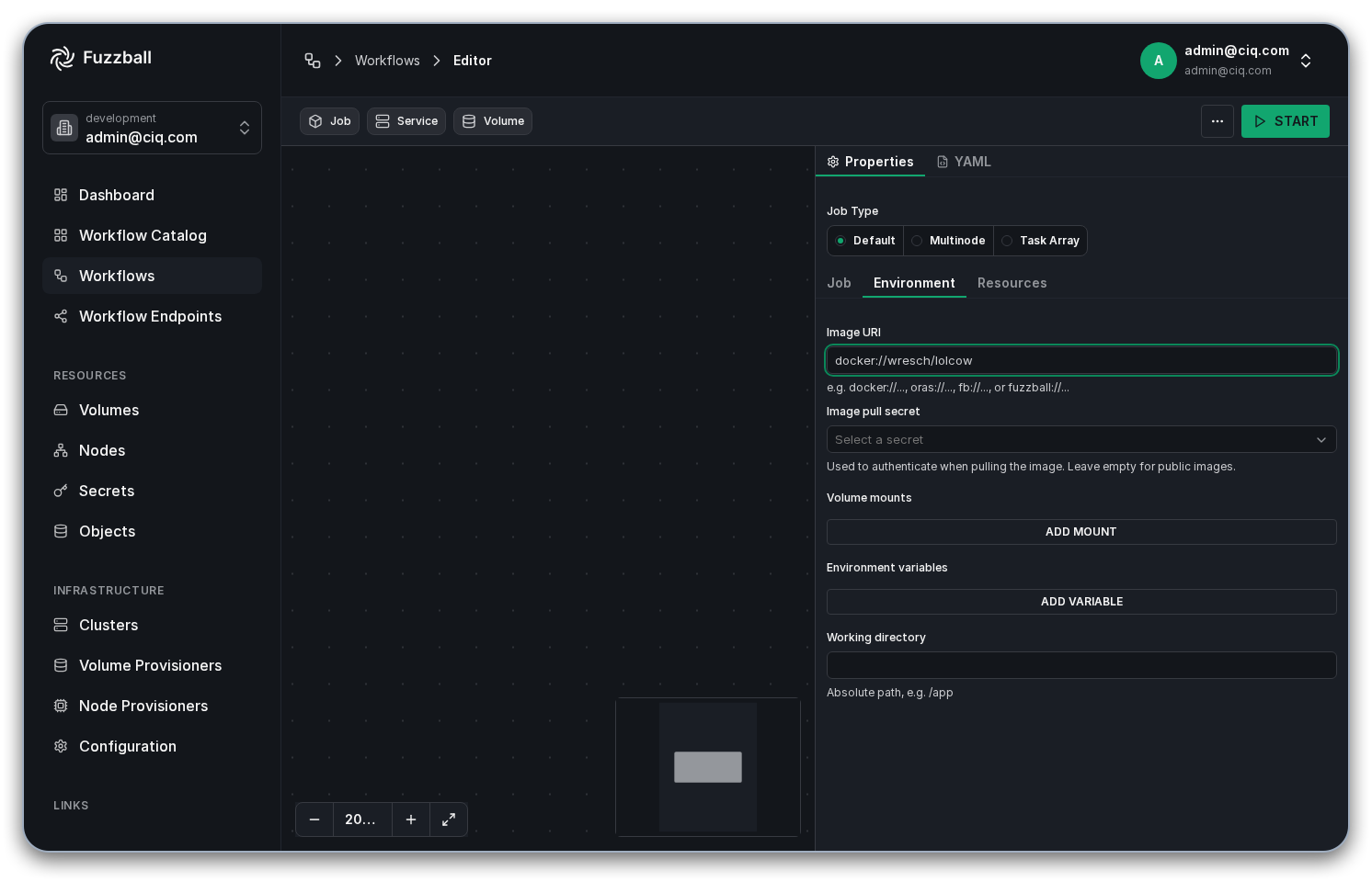 dialog box showing the path to the lolcow image on Docker Hub