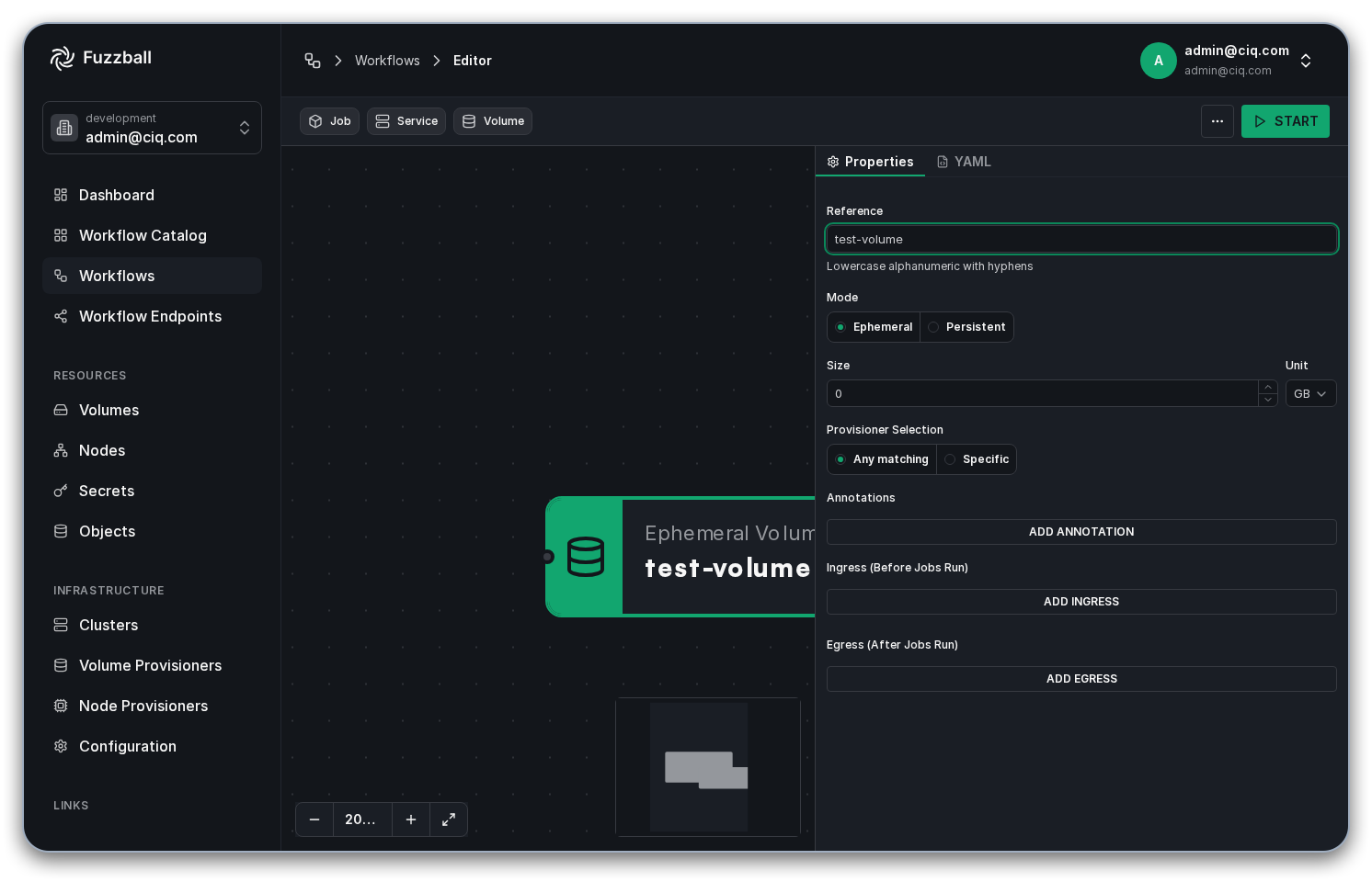 volume configuration for fortune and cowsay workflow