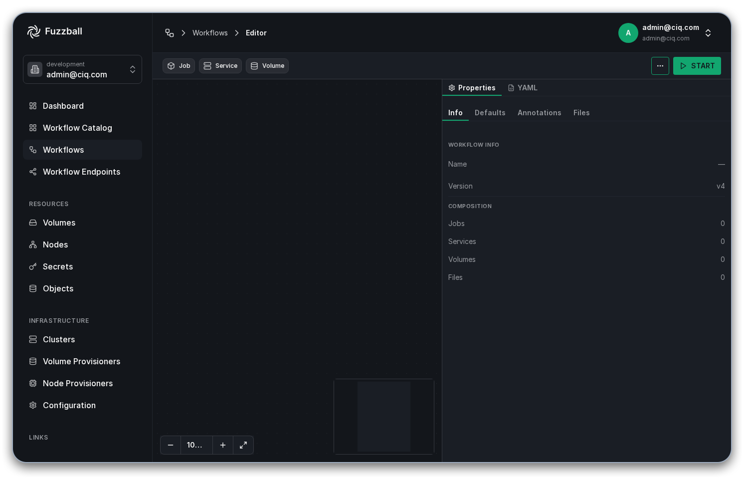 image of workflow editor starting screen