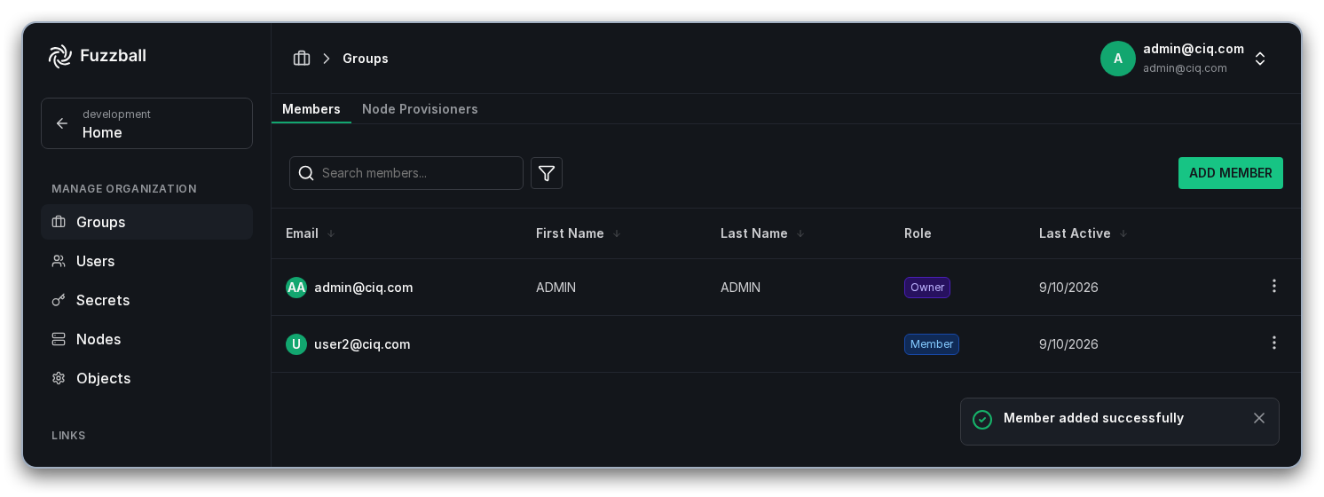 The group’s Members tab
