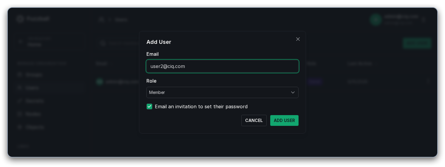 Add user dialog
