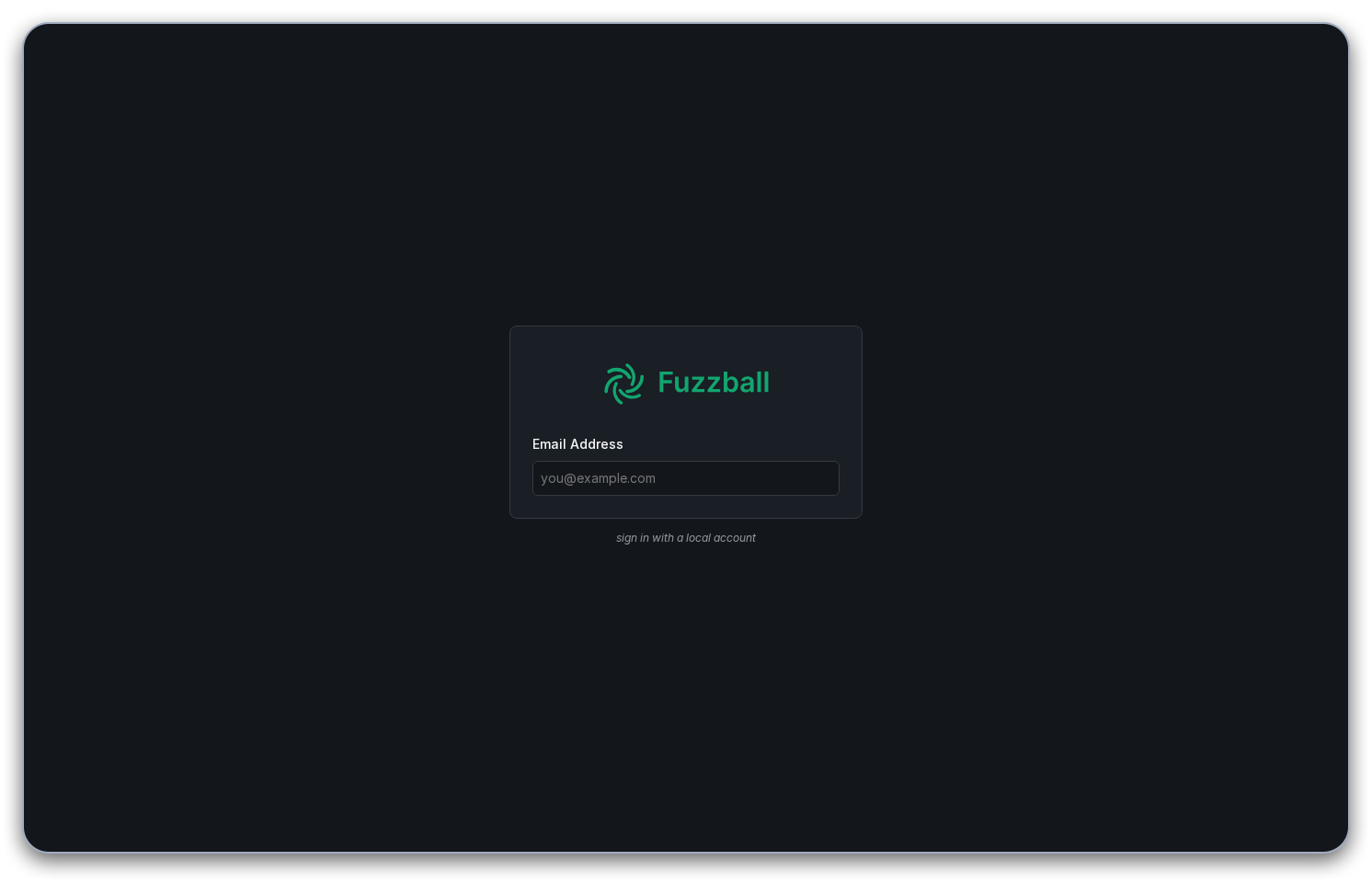 Fuzzball sign-in page