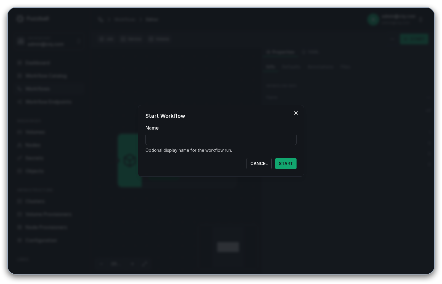Fuzzball name workflow and submit screen