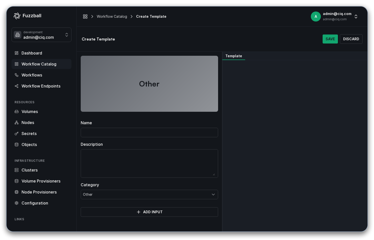 View the blank template fields